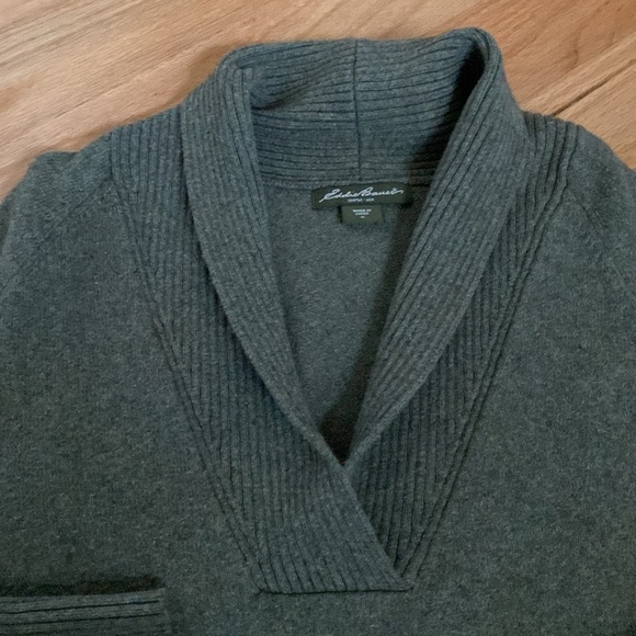 Eddie Bauer Shawl Collar Sweater Womens M Wool blend olive green warm cozy - Picture 4 of 10